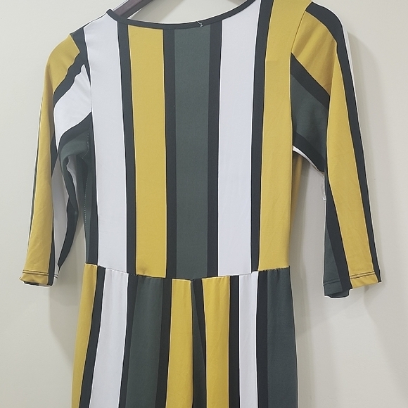 Capella Green and Yellow Striped Jumpsuit with Wide-Leg Silhouette - Picture 11 of 13